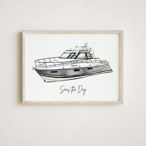 Personalized Boat Portrait Capture Your Nautical Memories in Watercolor - Image 3