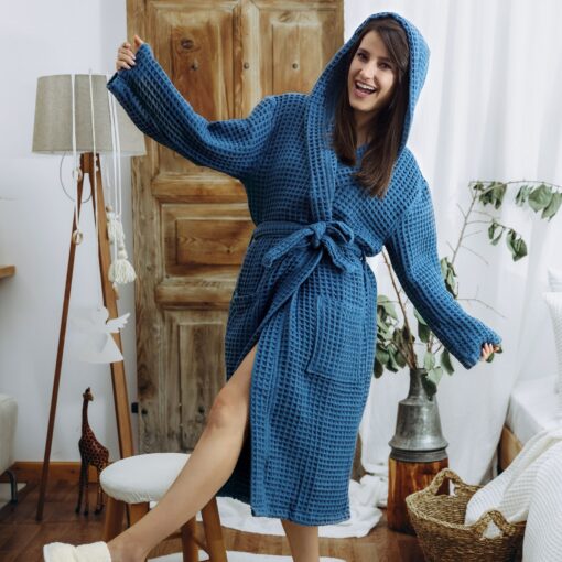 Luxurious Waffle Cotton Robe The Perfect Gift for Comfort and Style - Image 4