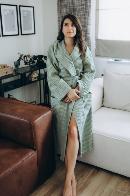 Luxurious Waffle Cotton Robe The Perfect Gift for Comfort and Style - Image 5