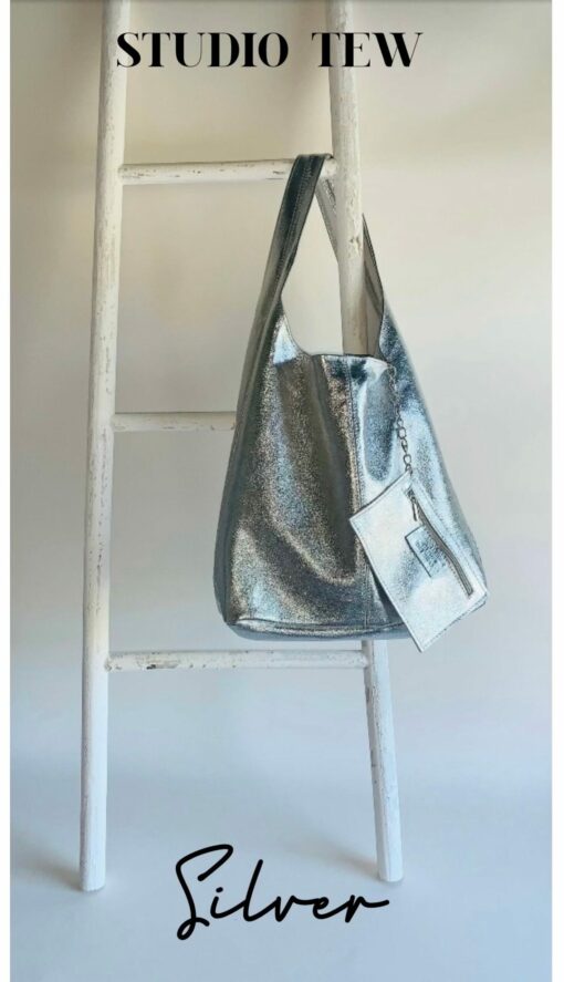Metallic Leather Slouch Shoulder Bag A Shimmering Statement for Every Occasion - Image 5