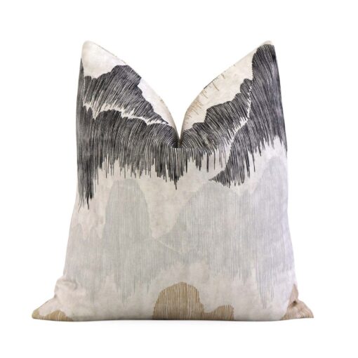Cascadia Basalt Charcoal and Neutral Designer Accent Pillow, Handmade Modern Pillowcase with Zippered Cushion Sham for Chic Home Decor - Image 2