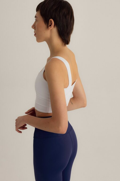 Sustainable Style Elevate Your Workouts with Our White ECONYL? Crop Top and Bra - Image 3