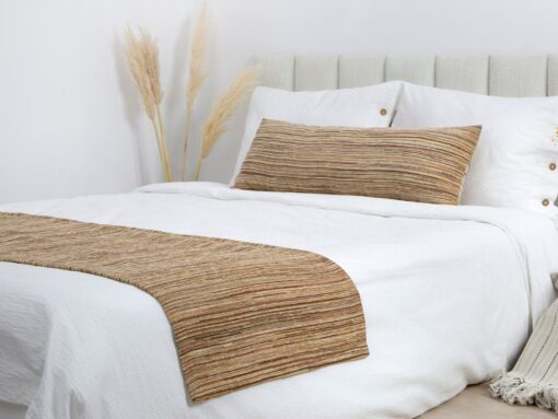 Boho Chic Bed Runner Set Vibrant Hues, Textured Stripes, and Cozy Comfort - Image 2
