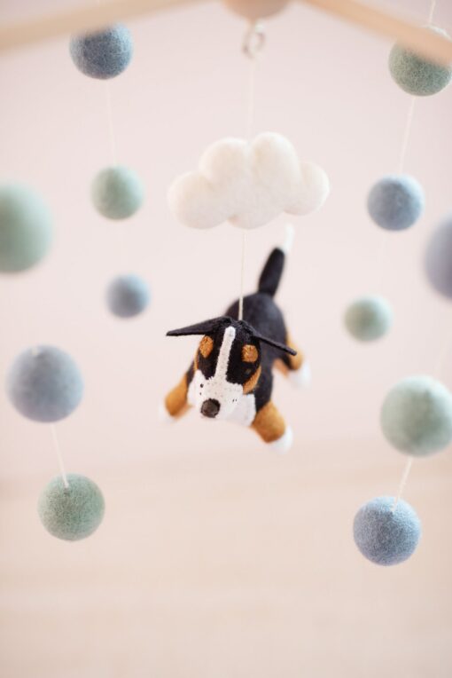 Bernese Mountain Dog and Cloud Baby Mobile A Celestial Adventure for Your Little One - Image 3