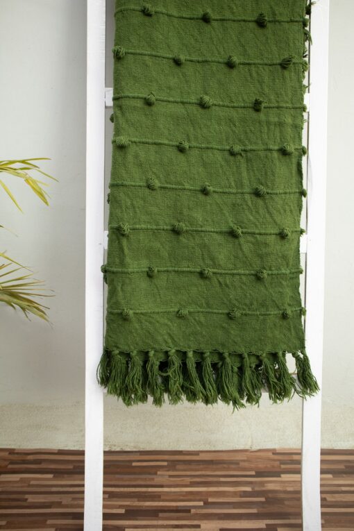 Deep Green Handwoven Cotton Throw Blanket Embrace Nature's Cozy Embrace - Image 4