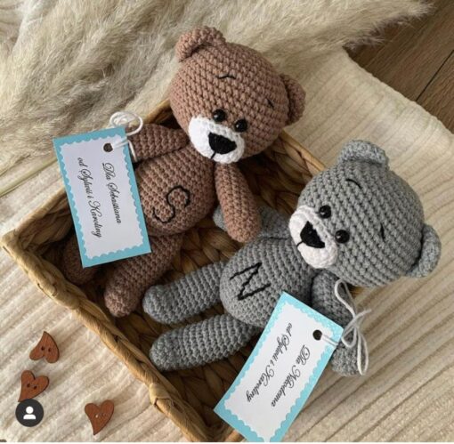 Personalized Crochet Teddy Bear and Rattle A Cherished Keepsake for Baby's Journey - Image 2