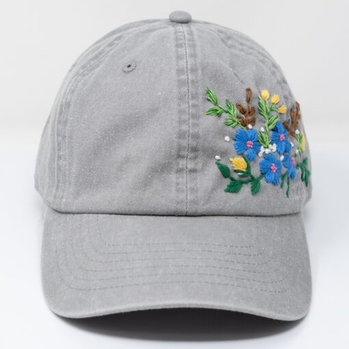 Embroidered Floral Baseball Cap Handcrafted Cotton Hat for Garden Parties - Image 2