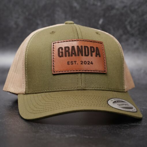 Personalized Grandpa Hat Celebrate the New Grandpa with a Stylish Leather Patch Trucker Hat - Image 2