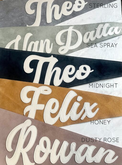 Personalized Leather and Suede Pennant Banner Create a Statement with Your Custom Word - Image 2