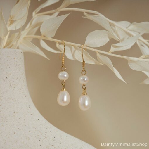 Exquisite Freshwater Pearl Drop Earrings A Timeless Treasure for Brides and Bridesmaids - Image 3