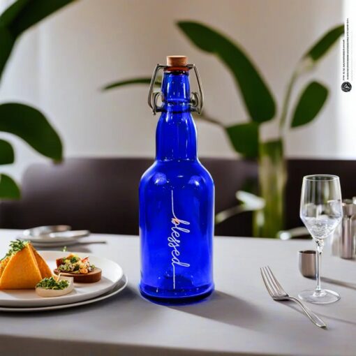 Personalized 16 oz Blue Glass Water Bottle Stay Hydrated, Stay Healthy - Image 3