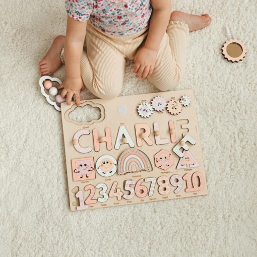 Personalized Wooden Name Puzzle Montessori Educational Toy for Toddlers, First Birthday Gift for Girls, Busy Puzzle for Kids - Image 6