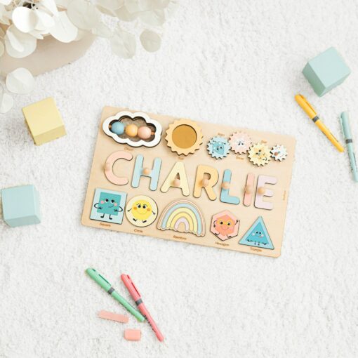 Personalized Wooden Name Puzzle Montessori Educational Toy for Toddlers, First Birthday Gift for Girls, Busy Puzzle for Kids - Image 4