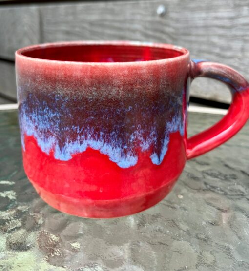 Mesmerizing Crimson and Azure Ceramic Mug A Symphony of Hues - Image 2