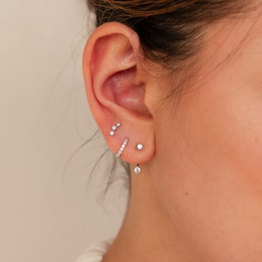 Caitlyn Minimalist Diamond Earring Set Elevate Your Style with Graceful Ear Climber and Jacket - Image 3