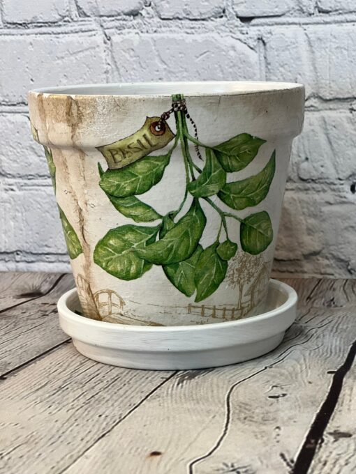 Terracotta Herb Haven Handcrafted Decoupage Pots for Your Culinary Oasis - Image 3