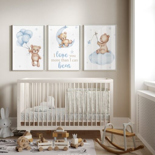 Adorable Teddy Bear Nursery Prints A Charming Trio for Your Little Boy's Room - Image 2