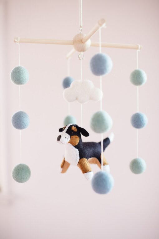 Bernese Mountain Dog and Cloud Baby Mobile A Celestial Adventure for Your Little One - Image 2