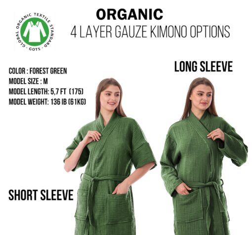 Organic Cotton Mint Green Muslin Kimono Soft, Absorbent, and Stylish - Image 6