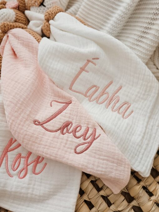 Personalized Baby Comforter Embroidered Security Blanket, Bunny Lovey, Muslin Comforter, Unique New Baby Gift, First Easter Present - Image 3
