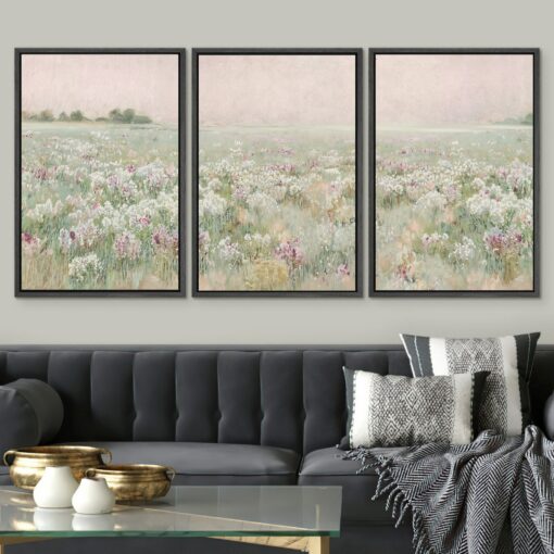 Enliven Your Abode with Nature's Embrace Framed Canvas Wall Art Set of 3 Wilderness Flower Abstracts - Image 2