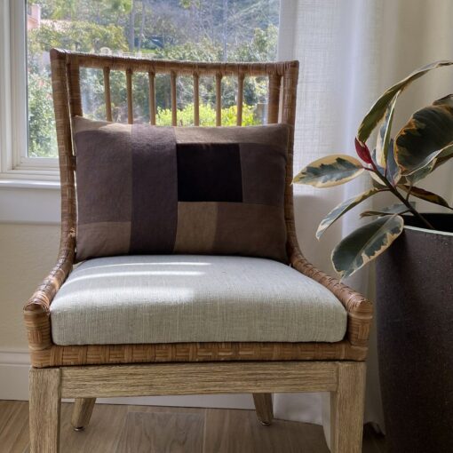 Handcrafted Brown Linen and Velvet Lumbar Pillow Cover A Touch of Rustic Elegance - Image 3