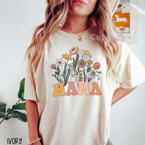 Wildflower Mama Comfort Colors Retro Mom T-Shirt, Perfect Mother's Day Gift - Image 2