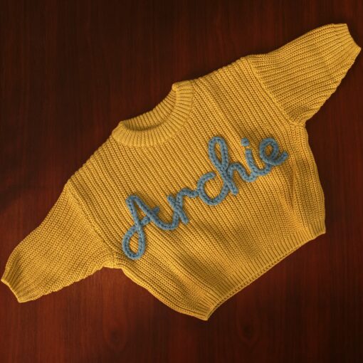Personalized Baby Knit Sweater Embroidered Name, Perfect for Coming Home Outfit or Gift - Image 4
