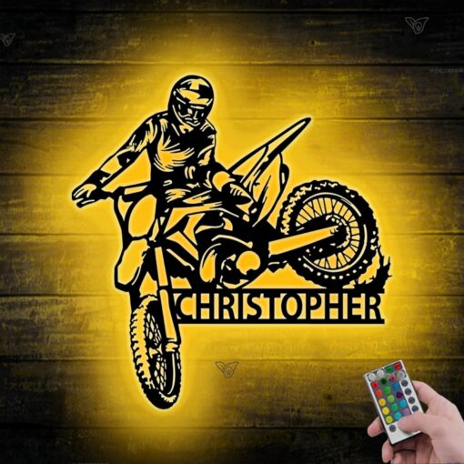 Personalized Dirt Bike Metal Sign with LED Illumination Illuminate Your Motocross Passion - Image 3