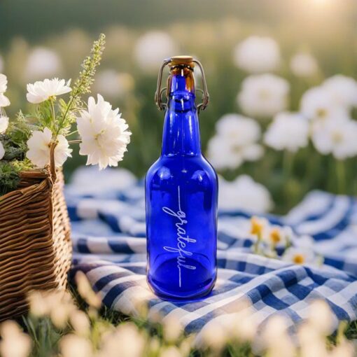Personalized 16 oz Blue Glass Water Bottle Stay Hydrated, Stay Healthy - Image 2