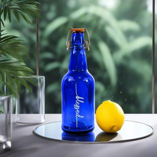Personalized 16 oz Blue Glass Water Bottle Stay Hydrated, Stay Healthy - Image 5