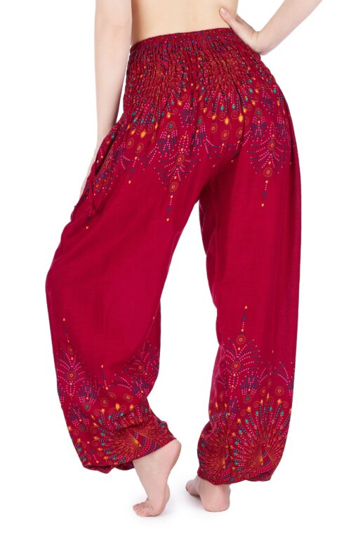 Flowy Boho Harem Pants Embrace Bohemian Style with Burgundy Yoga Trousers - Image 6