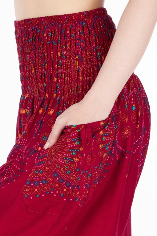 Flowy Boho Harem Pants Embrace Bohemian Style with Burgundy Yoga Trousers - Image 4