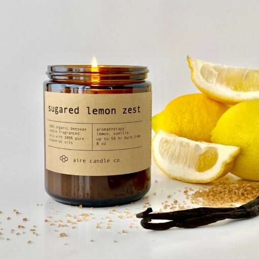 Indulge in the Sweetness of Citrus Sugared Lemon Zest Beeswax Candle - Image 2