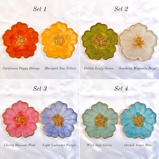 Gilded Garden Handcrafted Resin Coasters with Golden Floral Accents - Image 4