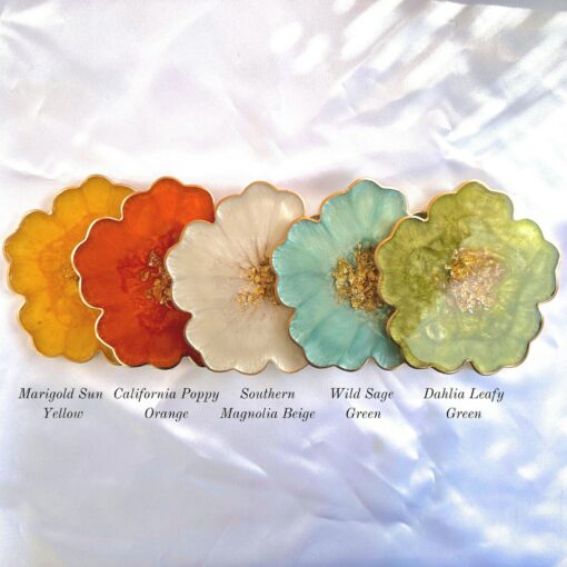 Gilded Garden Handcrafted Resin Coasters with Golden Floral Accents - Image 5