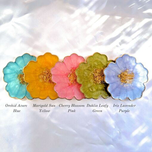 Gilded Garden Handcrafted Resin Coasters with Golden Floral Accents - Image 6
