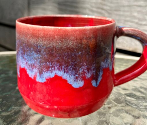 Mesmerizing Crimson and Azure Ceramic Mug A Symphony of Hues - Image 3