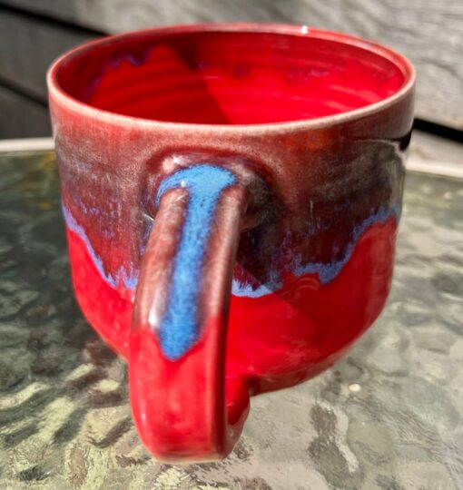 Mesmerizing Crimson and Azure Ceramic Mug A Symphony of Hues - Image 4
