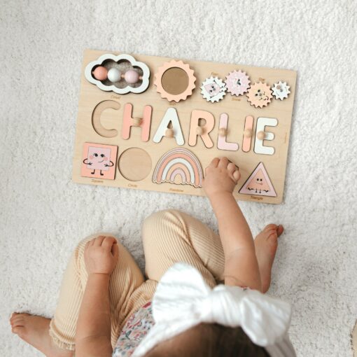 Personalized Wooden Name Puzzle Montessori Educational Toy for Toddlers, First Birthday Gift for Girls, Busy Puzzle for Kids - Image 2
