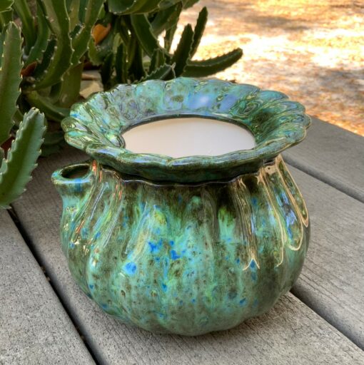 Emerald Elegance Self-Watering Ceramic African Violet Pot for Modern Homes - Image 3