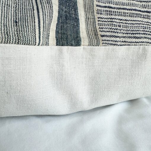 Vintage Indigo Hemp Pillow Cover Hand Block Printed Textile for Bohemian Charm - Image 3