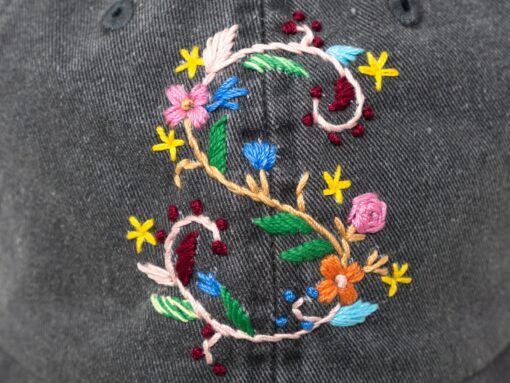 Embroidered Alphabet Letter Baseball Cap Personalized Floral Design for a Unique Gift - Image 5
