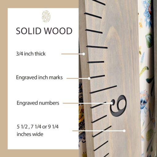 Engraved Growth Chart Timeless Gray Edition - Minimalist Ruler, Heirloom Keepsake for Kids - Image 2