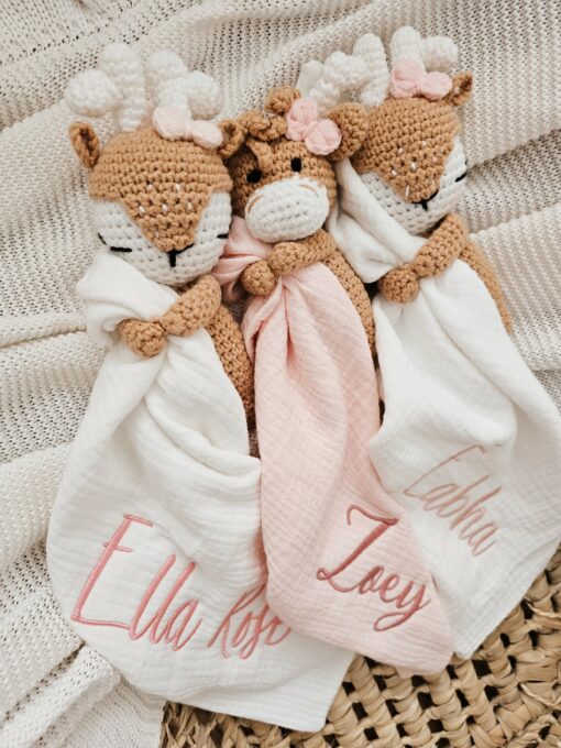 Personalized Baby Comforter Embroidered Security Blanket, Bunny Lovey, Muslin Comforter, Unique New Baby Gift, First Easter Present - Image 5