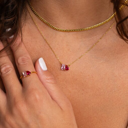 Caitlyn Minimalist Toi et Moi Emerald Gemstone Necklace A Timeless Symbol of Love and Connection - Image 5