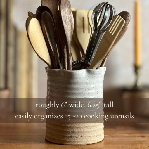 Artisan-Crafted Stoneware Utensil Crock Elevate Your Kitchen with Style and Functionality - Image 4