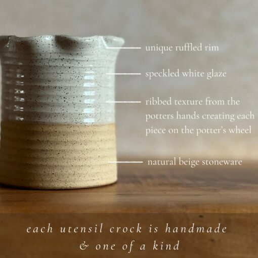 Artisan-Crafted Stoneware Utensil Crock Elevate Your Kitchen with Style and Functionality - Image 5