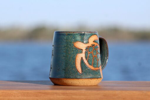 Immerse in the Ocean's Embrace Handmade Sea Turtle Sanctuary Pottery Mug for Marine Enthusiasts - Image 2
