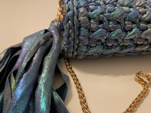Captivating Blue Crochet Bag A Woven Masterpiece for Every Occasion - Image 5